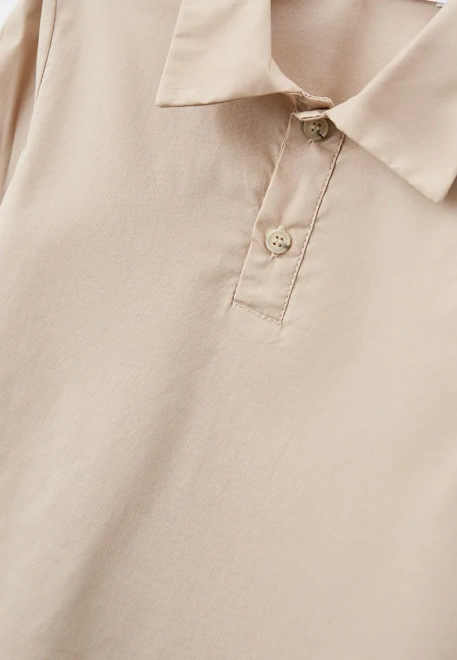 Рубашка-поло из поплина с длинным рукавом на манжетах