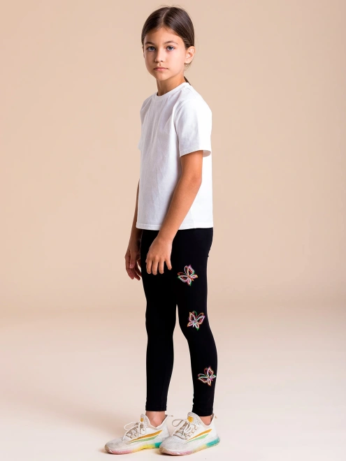 Леггинсы с бабочками в черном цвете