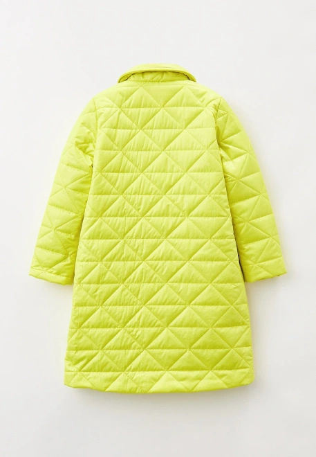 Куртка удлиненная на кнопках из стеганной желто-неоновой ткани 