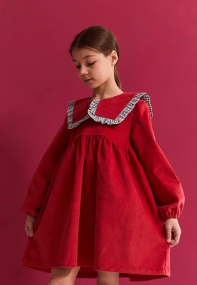 Платье Мона из микровельвета в красном цвете