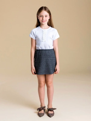 Юбка мини из мягкого костюмного трикотажа в елочку