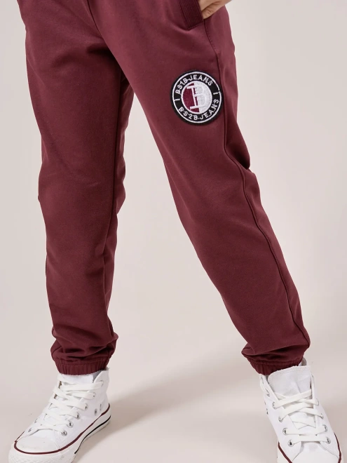 Брюки из футера прямого кроя с нашивкой 