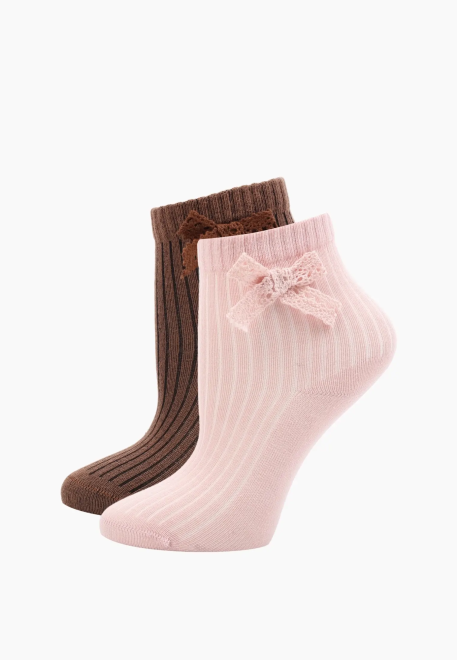 Носки для девочек две пары в розовом и коричневом цвете