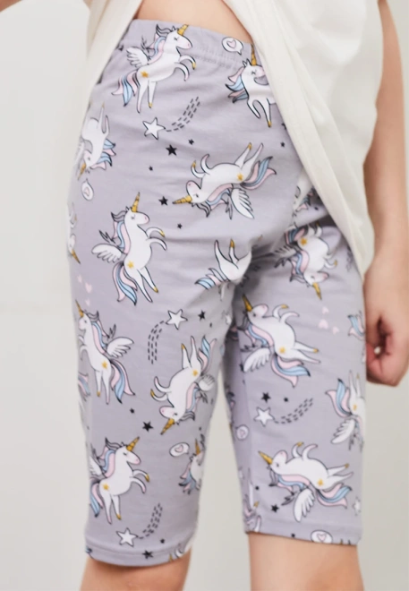 Велосипедки из трикотажа с принтом единороги