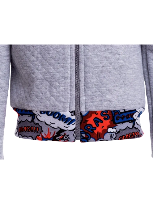 Бомбер из стеганной трикотажной ткани с цвете серый меланж