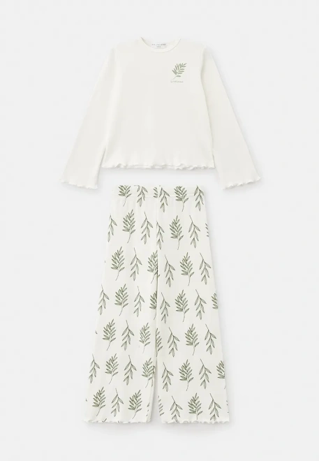 Пижама с принтом в белом цвете для девочек