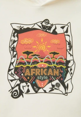 Толстовка утепленная с ярким принтом в африканском стиле 