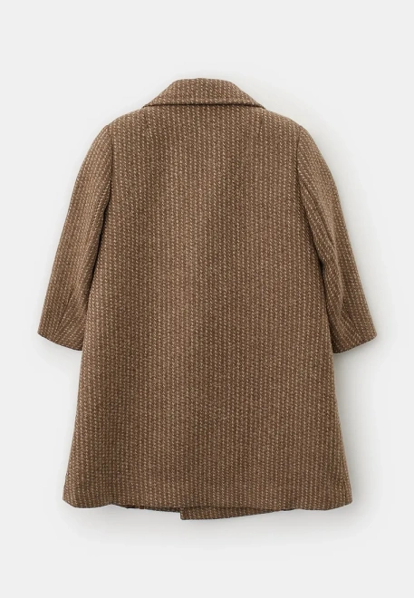 Пальто трапеция с английским воротником из шерсти