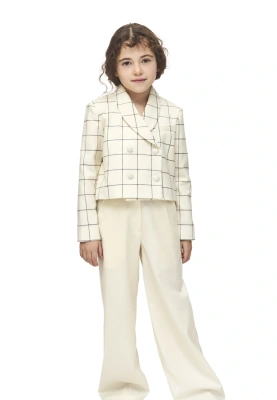 Брюки из костюмной ткани кремового цвета для девочек