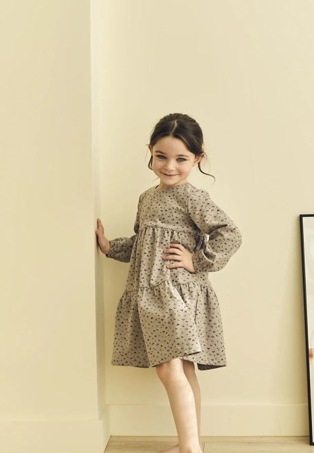 Платье из теплого хлопка с принтом вишенки и пуговицами по всей спинке 