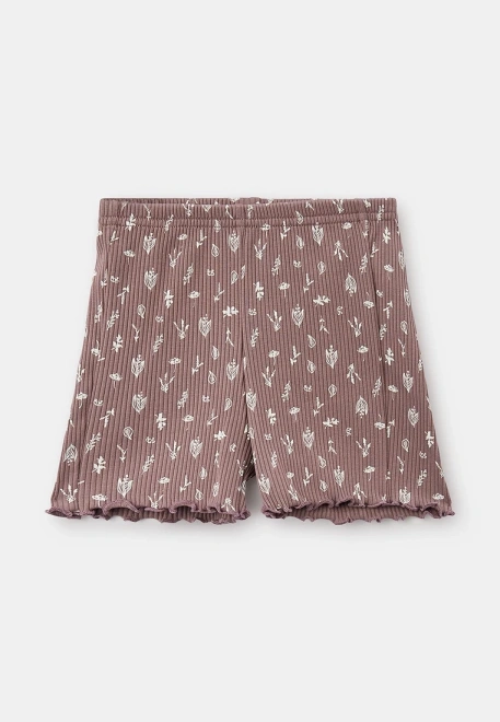 Шорты из трикотажа в рубчик с принтом