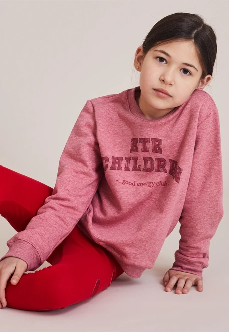 Свитшот розовый из футера с принтом 