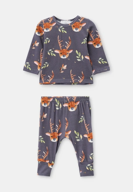 Пижама из трикотажа с принтом олени