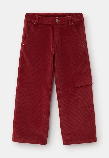 Брюки из вельвета для девочек в бордовом цвете