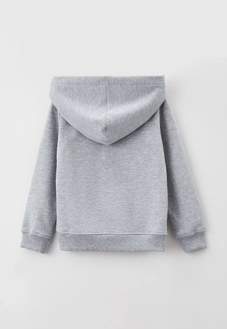 Толстовка с карюшоном и планкой на кнопках в цвете серый меланж