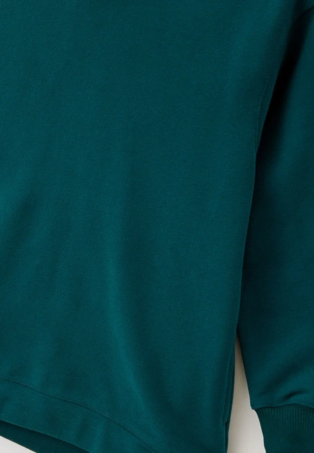 Костюм с брюками на широкой резинке и удлиненным худи в темно-зеленом цвете