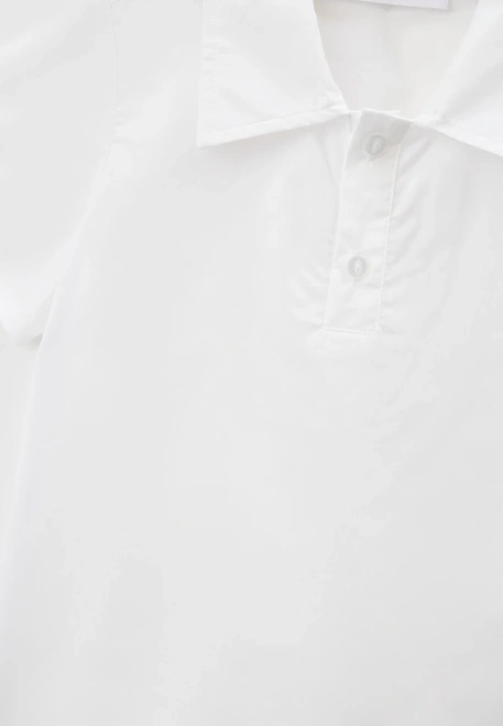 Рубашка-поло из поплина белого цвета с короткими рукавами и отложным воротником