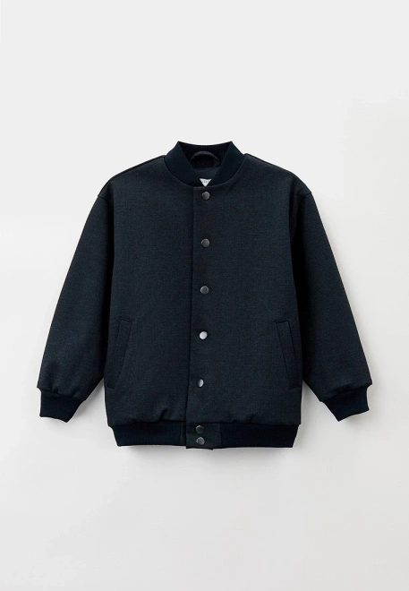 Бомбер оверсайз из неопрена на кнопках темно-синий меланж
