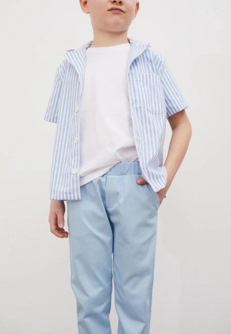 Брюки из голубого денима с отворотами 