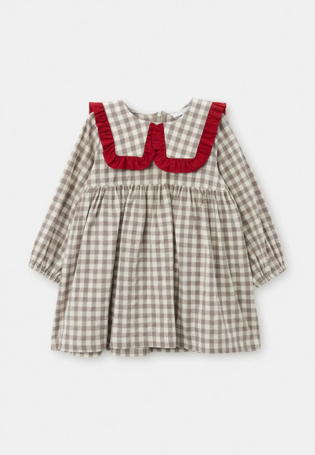 Платье Мона из хлопка в сером и белом цвете