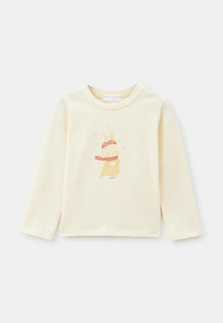 Лонгслив с принтом в молочном цвете для девочек
