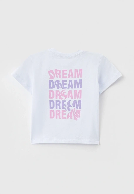 Футболка белая с принтом на спинке 