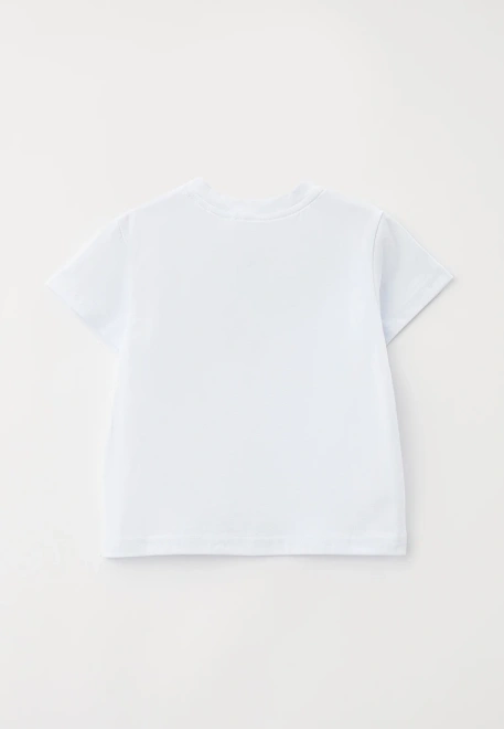 Футболка белая с печатным рисунком пингвин в шапке и шарфе