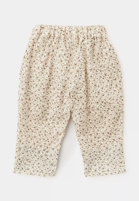 Брюки Букля из теплого хлопка в молочном цвете