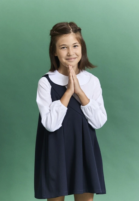 Сарафан темно-синего цвета из ткани Rika 