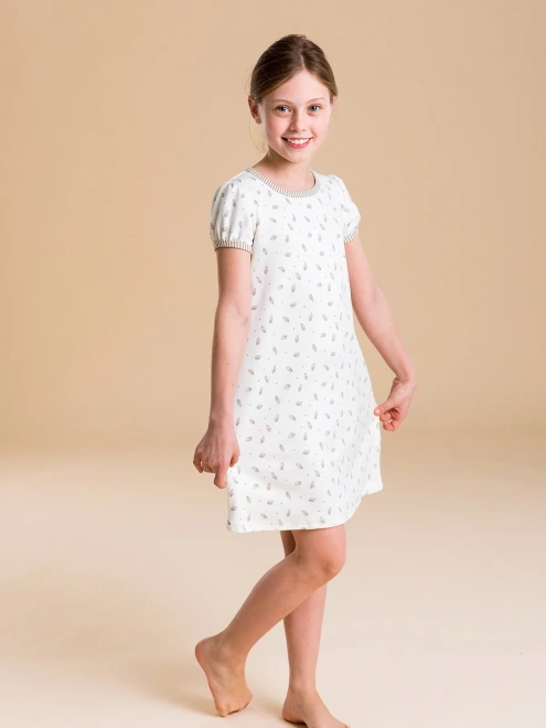 Ночная рубашка из мягкого хлопкового трикотажа в молочном цвете