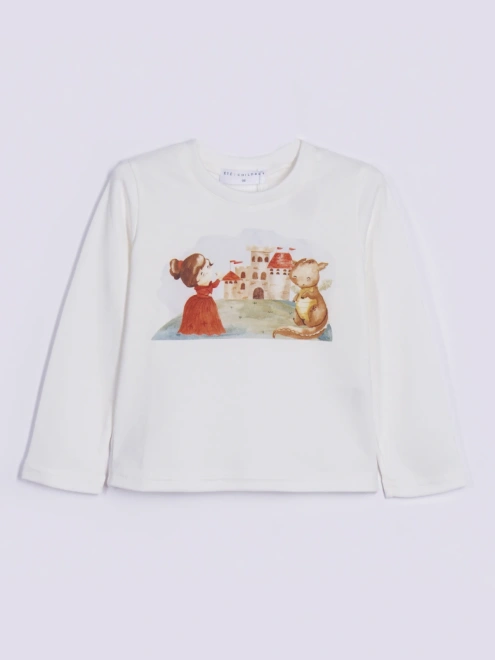 Лонгслив из хлопкового трикотажа с принтом