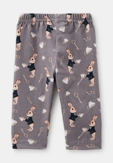 Леггинсы с кроликами в темно-пурпурном цвете