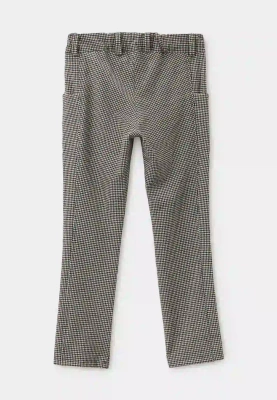 Брюки в гусиную лапку со смещенными боковыми швами 