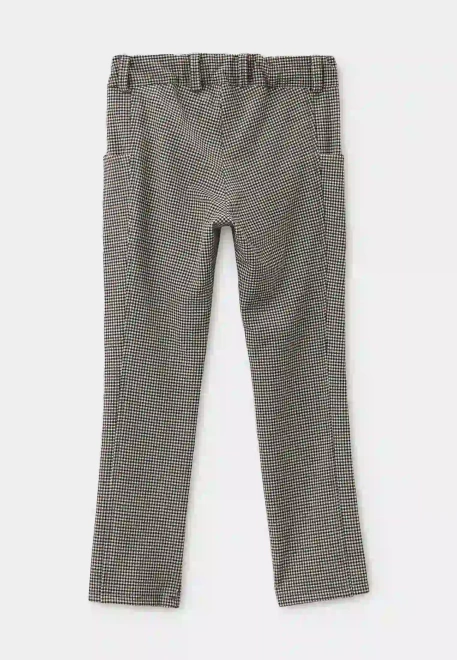 Брюки в гусиную лапку со смещенными боковыми швами 