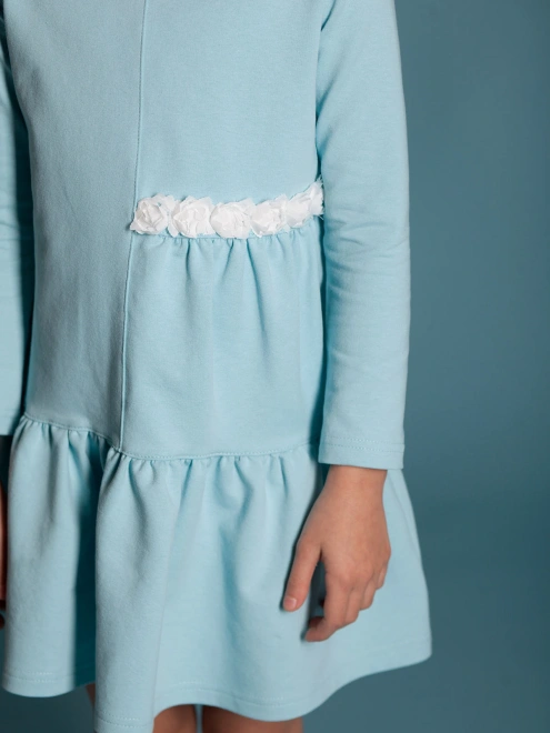 Платье свободное из голубого футера