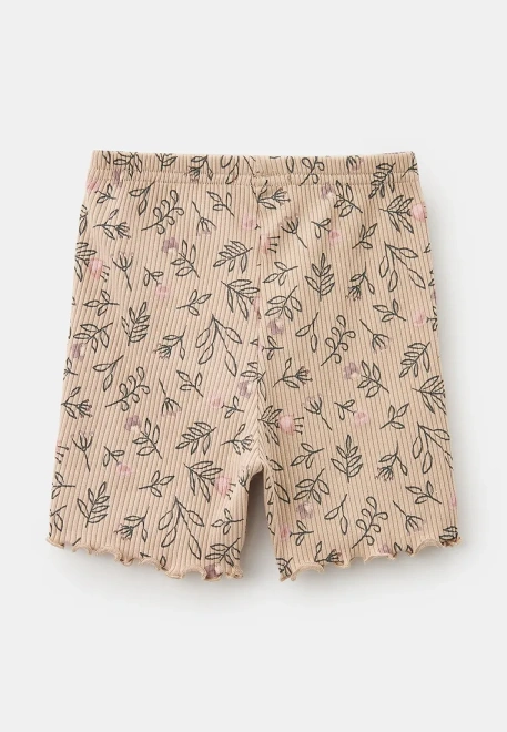 Шорты из трикотажа в рубчик с цветочным принтом