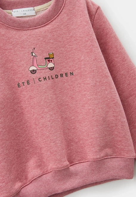 Свитшот розовый из футера с принтом веспа 