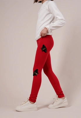 Леггинсы с пчелкой в огненно-красном цвете