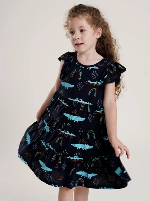 Платье из тонкого хлопка с принтом крокодилы