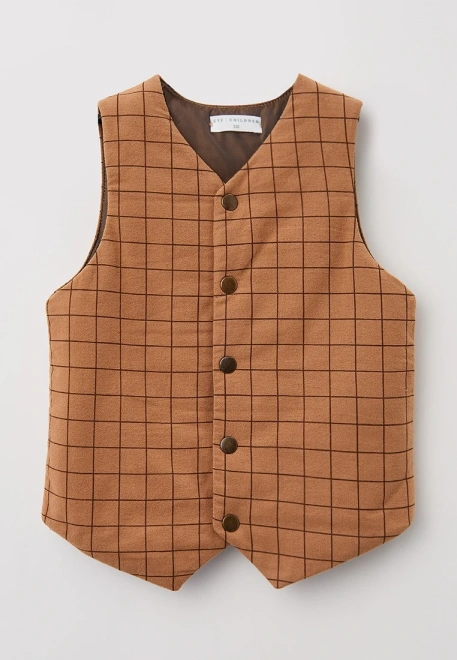 Жилет классический в клетку с тонким утеплителем