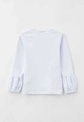 Лонгслив школьный белого цвета с кружевом на горловине 