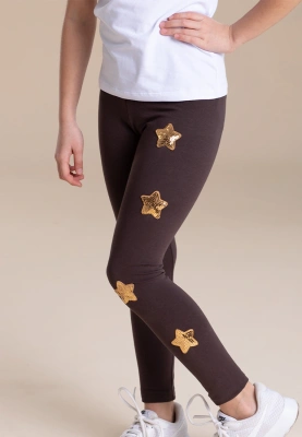 Леггинсы со звездами в кофейном цвете