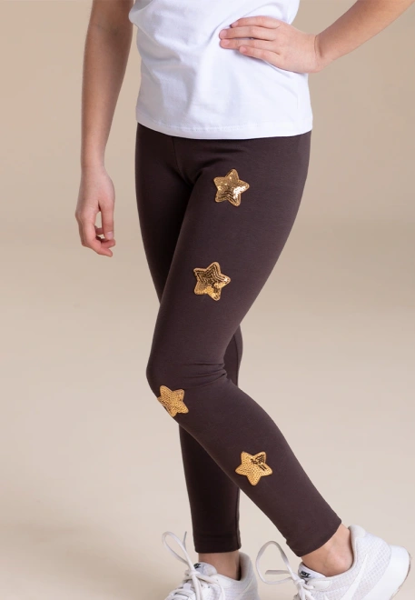 Леггинсы со звездами в кофейном цвете