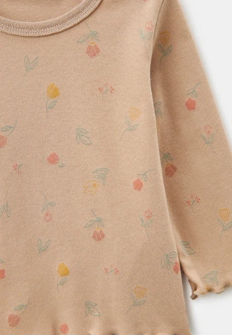 Лонгслив из хлопкового трикотажа с цветочным принтом