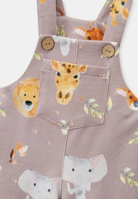 Комбинезон трикотажный для малышей из хлопка с принтом разных животных 