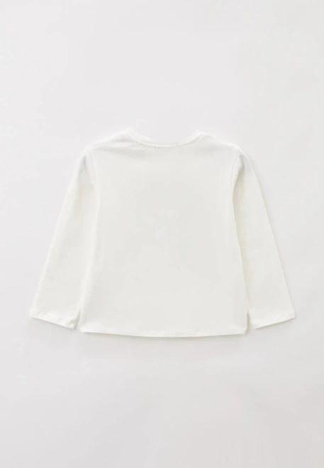 Лонгслив молочный с яркой надписью в салатовом цвете