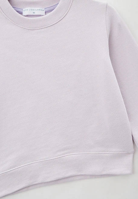 Костюм из свитшота и шорт из плотного трикотажа светло-сиреневого цвета