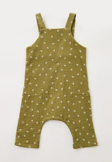 Комбинезон для малышей из муслина с принтом вишенки на оливковом