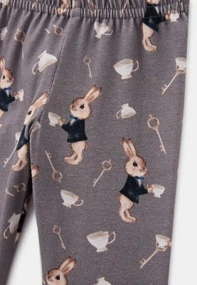 Леггинсы с кроликами в темно-пурпурном цвете
