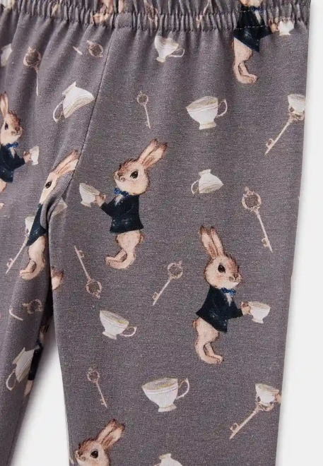 Леггинсы с кроликами в темно-пурпурном цвете